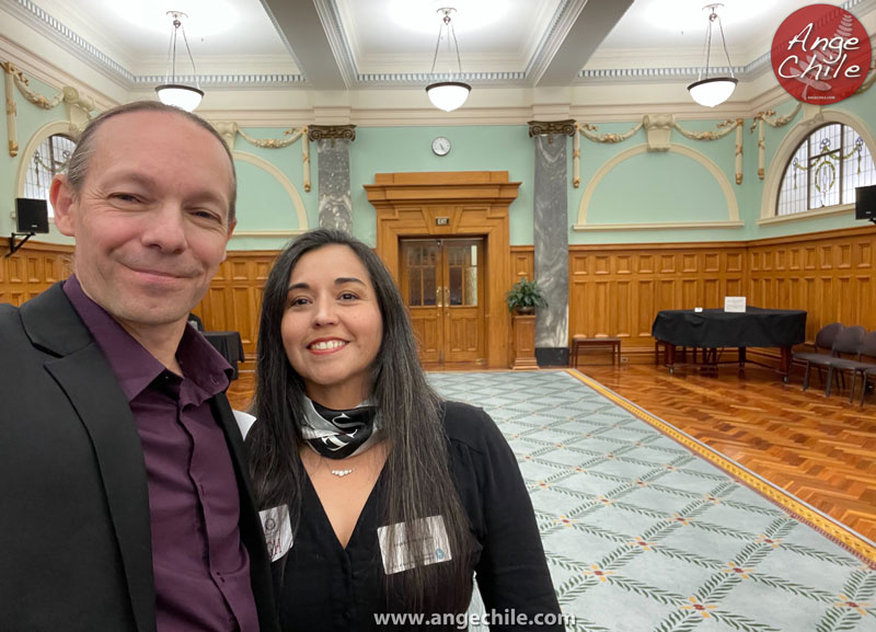 Rob and Ange at the Grand Hall of NZ Parliament Buildings during the Aotearoa Spanish Language Week Launch
